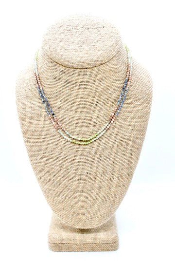 Delicate Faceted Mini Semi Precious Stone Mix Beaded Necklace - N9-006