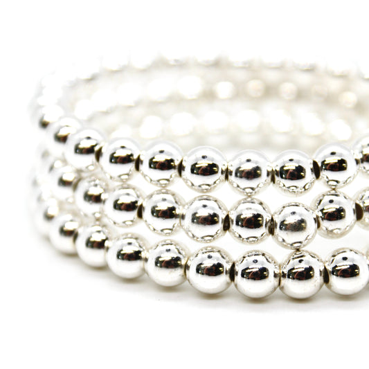 Plain and Classy Silver Stretch Bracelet - B4-031S