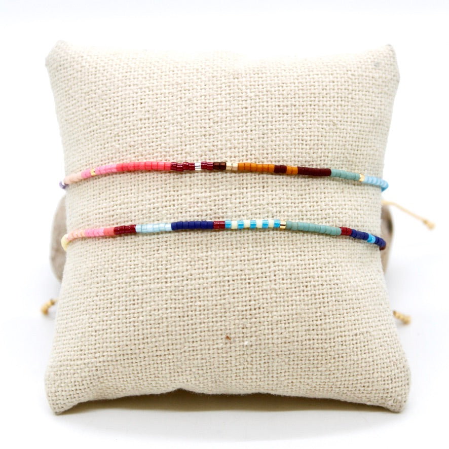 Bundle of Two Colorful Seed Bead Bracelets - B8-037