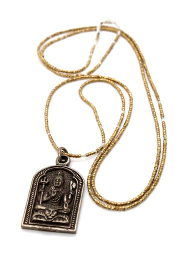 Buddha Necklace 3 - Reversible African Beads - One of a Kind -