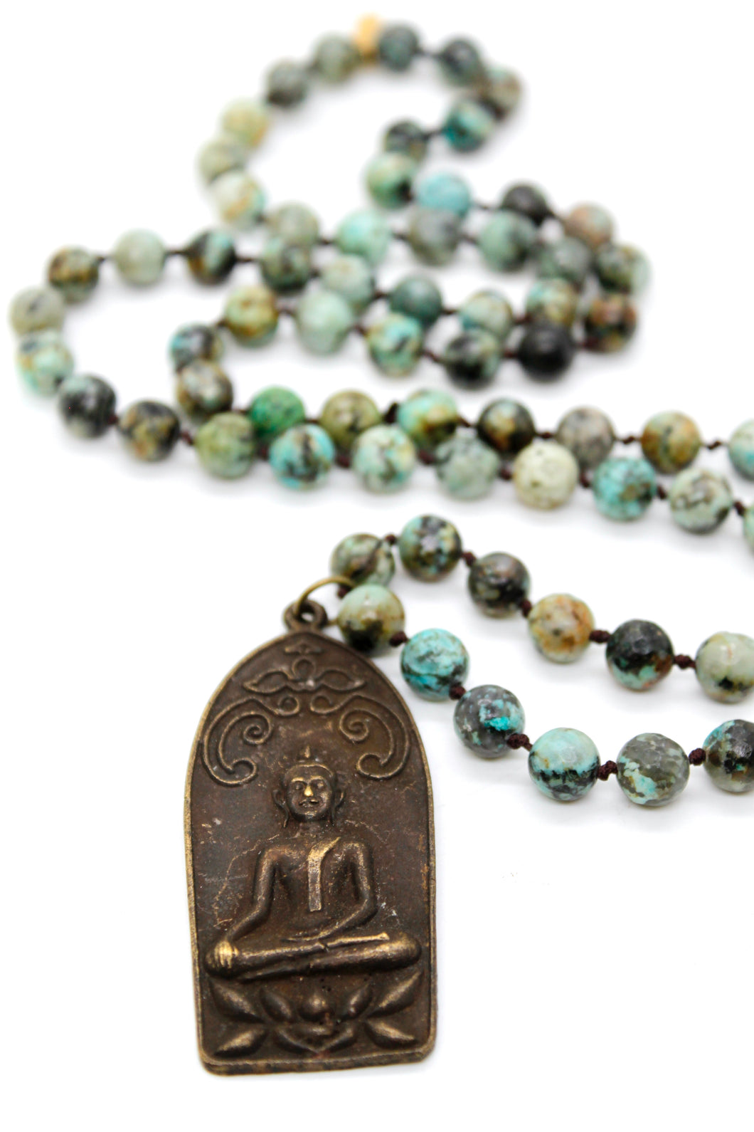 Thai Buddha Amulet on African Turquoise -Buddha Collection-