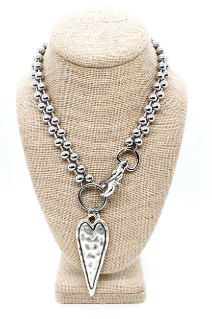 Elongated Heart Convertible Silver Chain Necklace