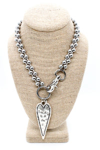 Elongated Heart Convertible Silver Chain Necklace