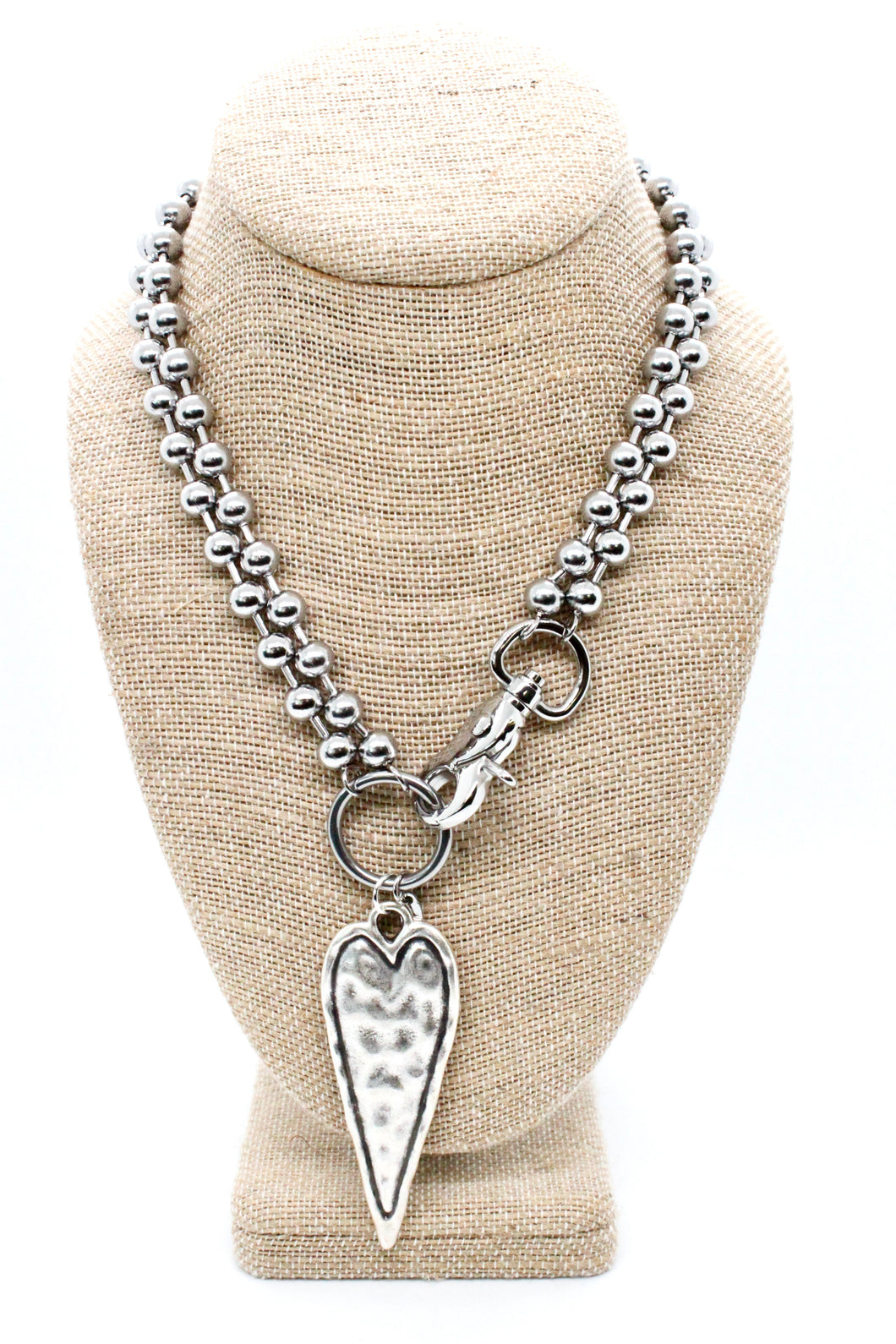 Elongated Heart Convertible Silver Chain Necklace