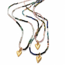 Load image into Gallery viewer, Mini Gemstone Necklace with Gold Heart Charm
