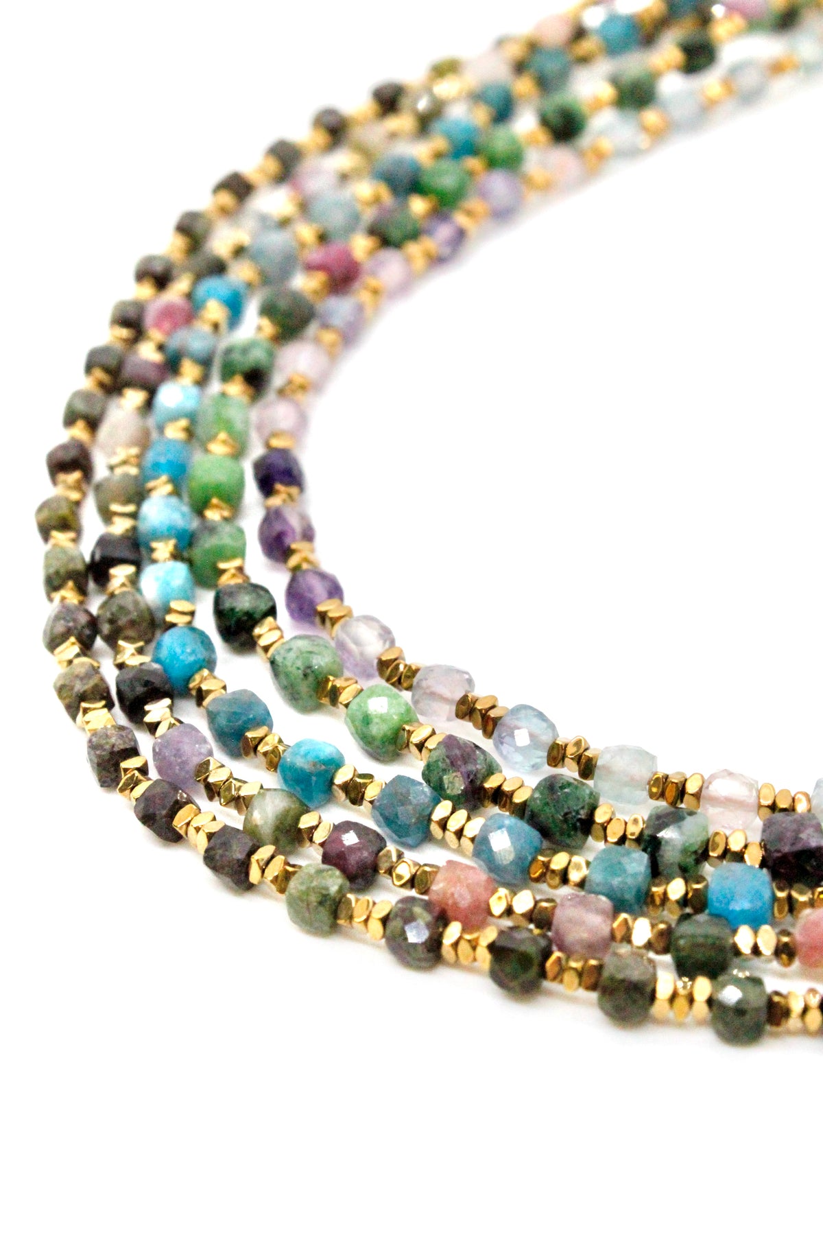 Simple Semi Precious Stone and 24K Gold Plate Necklace- N2-2389