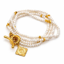 Load image into Gallery viewer, Mini Freshwater Pearl French Religious Medal Long Necklace - FMN09
