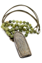 Load image into Gallery viewer, Buddha Necklace 61 - Agate and Leather Buddha Necklace - One of a Kind -

