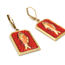 Load image into Gallery viewer, Red Enamel Fish Earrings - E9-102

