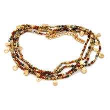 Load image into Gallery viewer, Multi Stone Mix and Mini Gold Coin Wrap Necklace - N2-2617C
