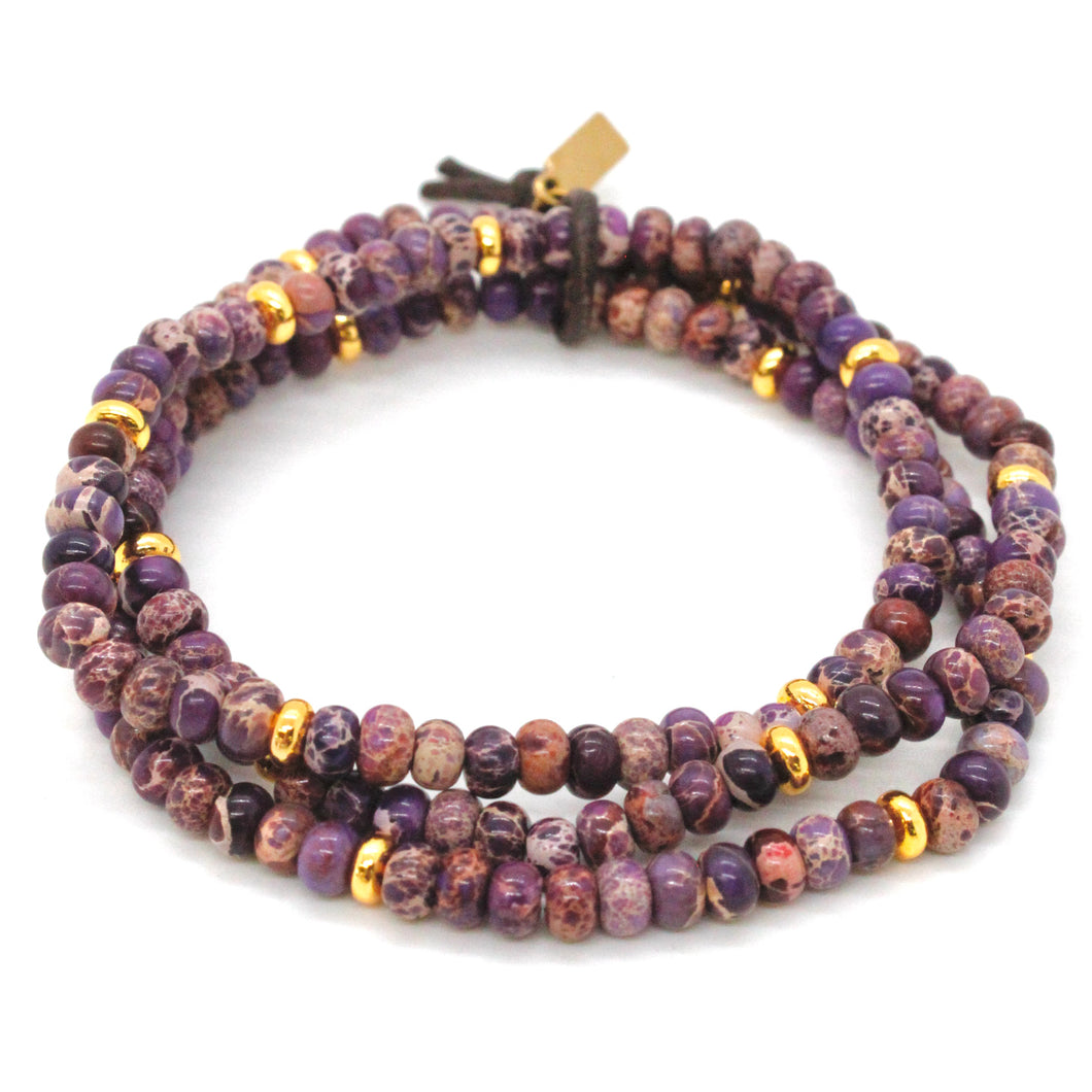 Purple Jasper + Gold Bracelet Bundle