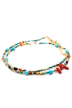 Load image into Gallery viewer, African Turquoise and Red Coral Stone Mix Necklace -French Flair Collection-
