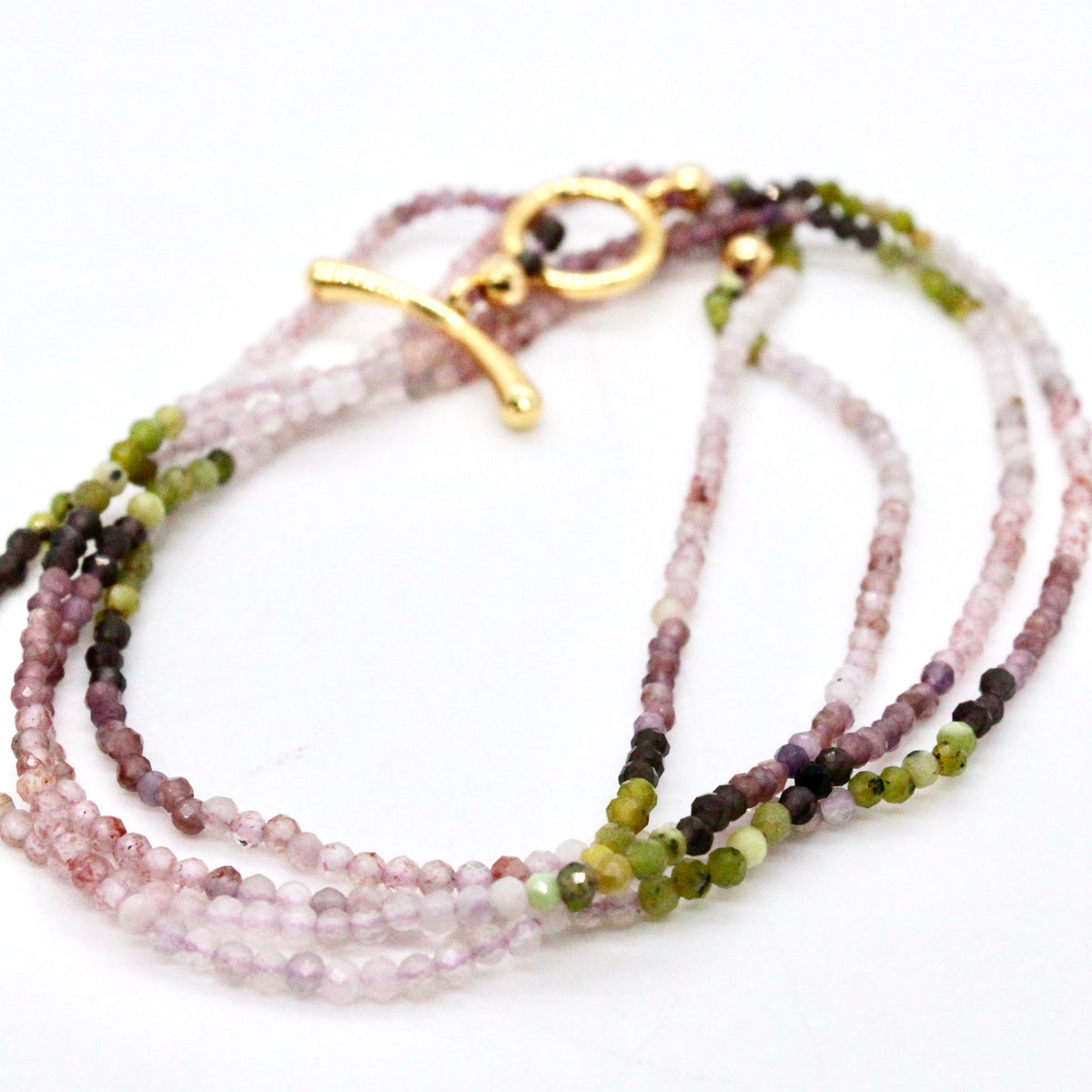Delicate Faceted Mini Semi Precious Stone Mix Beaded Necklace - N9-010