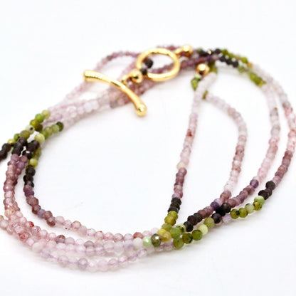 Delicate Faceted Mini Semi Precious Stone Mix Beaded Necklace - N9-010