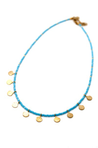 Colorful Seed Bead And Gold Fan Necklace - N3-157