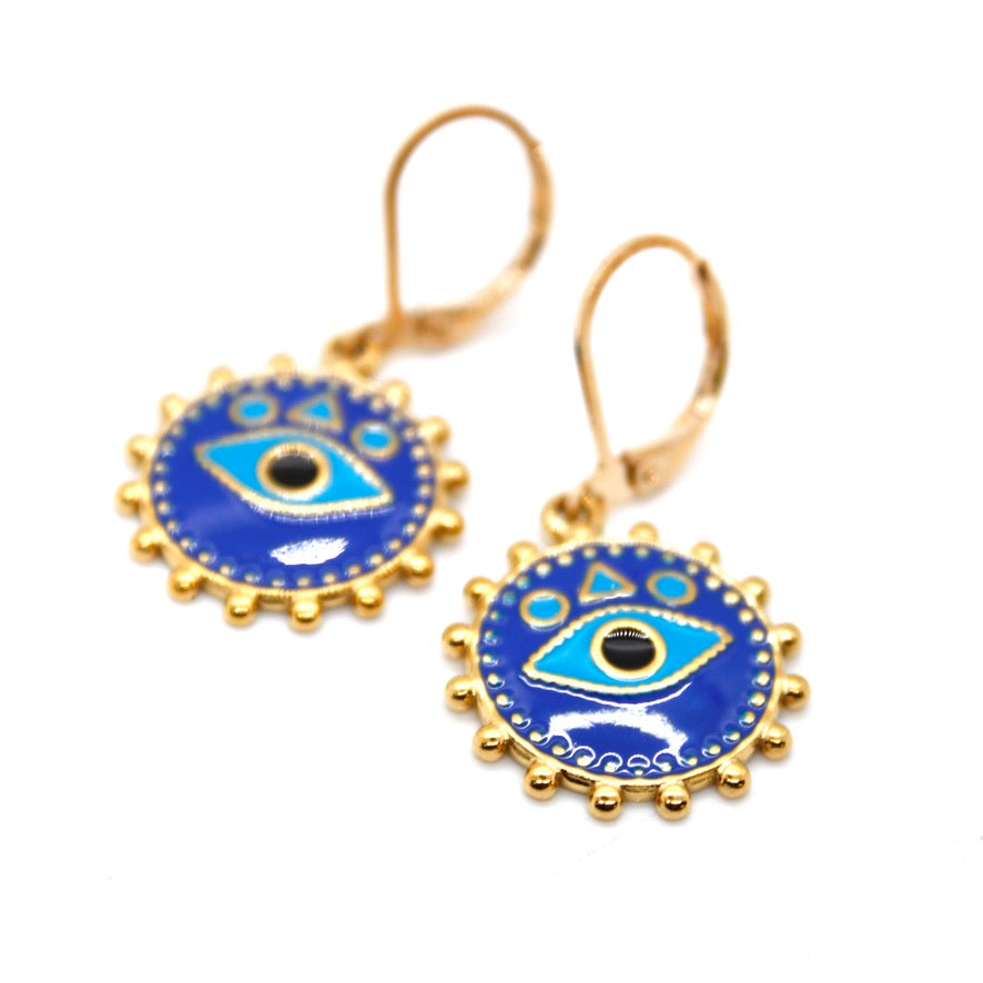 Enamel Evil Eye Earrings - E9-111