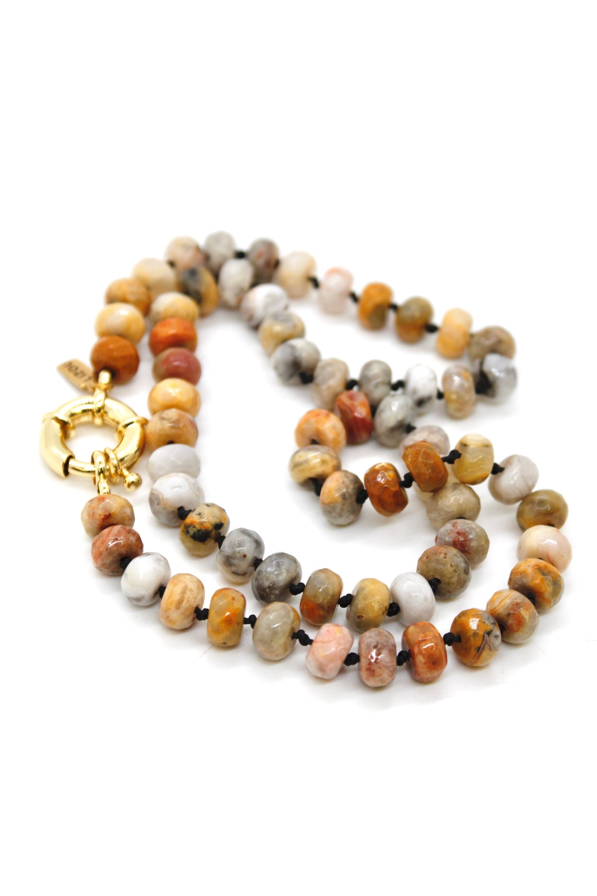 Hand-Knotted Short Faceted Crazy Agate Beaded Necklace - NLS-CLA