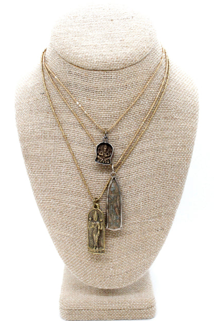 Buddha Necklace 10 - Reversible African Beads - One of a Kind -