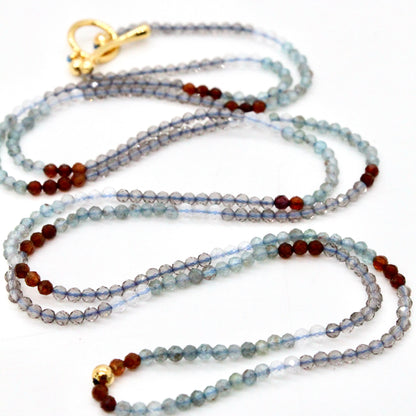 Delicate Faceted Mini Semi Precious Stone Mix Beaded Necklace - N9-002