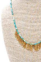 Load image into Gallery viewer, Faceted Turquoise Mini Chain Fringe Necklace -French Flair Collection-
