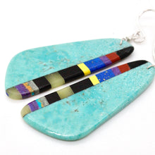 Load image into Gallery viewer, Turquoise Stone Mosaic Navajo American Indian Earrings
