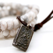 Load image into Gallery viewer, Faceted White Lace Jasper Buddha Charm Bracelet -Buddha Collection-
