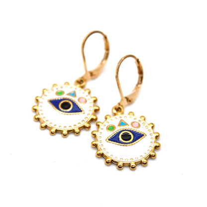 Enamel Evil Eye Earrings - E9-111