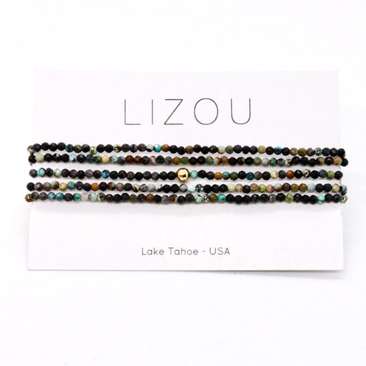 Delicate Faceted Mini Semi Precious Stone African Turquoise Beaded Necklace - N9-116