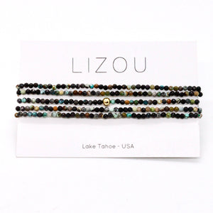Delicate Faceted Mini Semi Precious Stone African Turquoise Beaded Necklace - N9-116