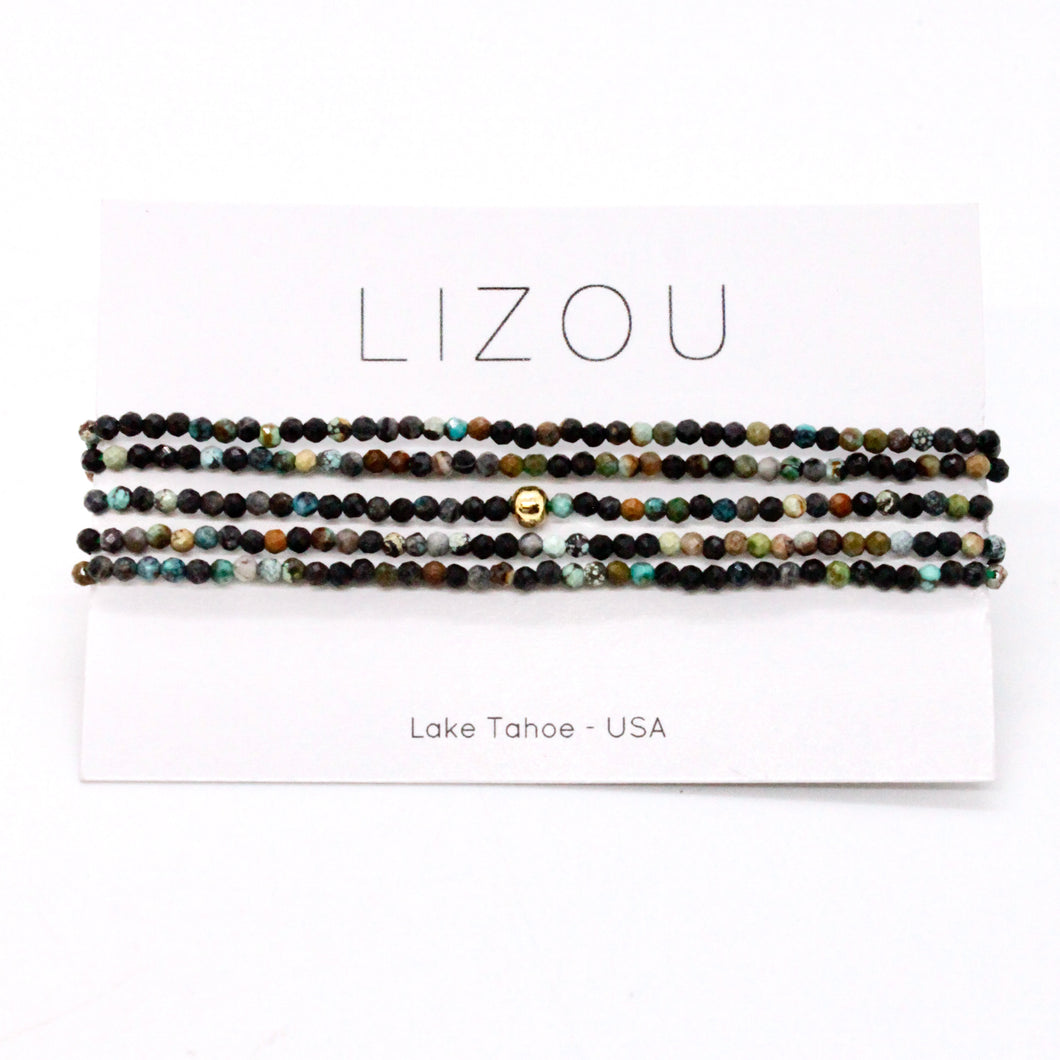 Delicate Faceted Mini Semi Precious Stone African Turquoise Beaded Necklace - N9-116