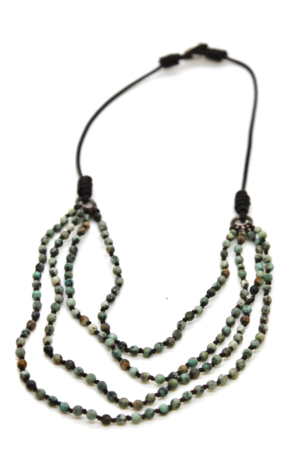 Semi Precious Stone Multi Strand Short Necklace - NLS-073