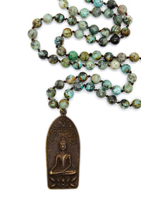 Thai Buddha Amulet on African Turquoise -Buddha Collection-