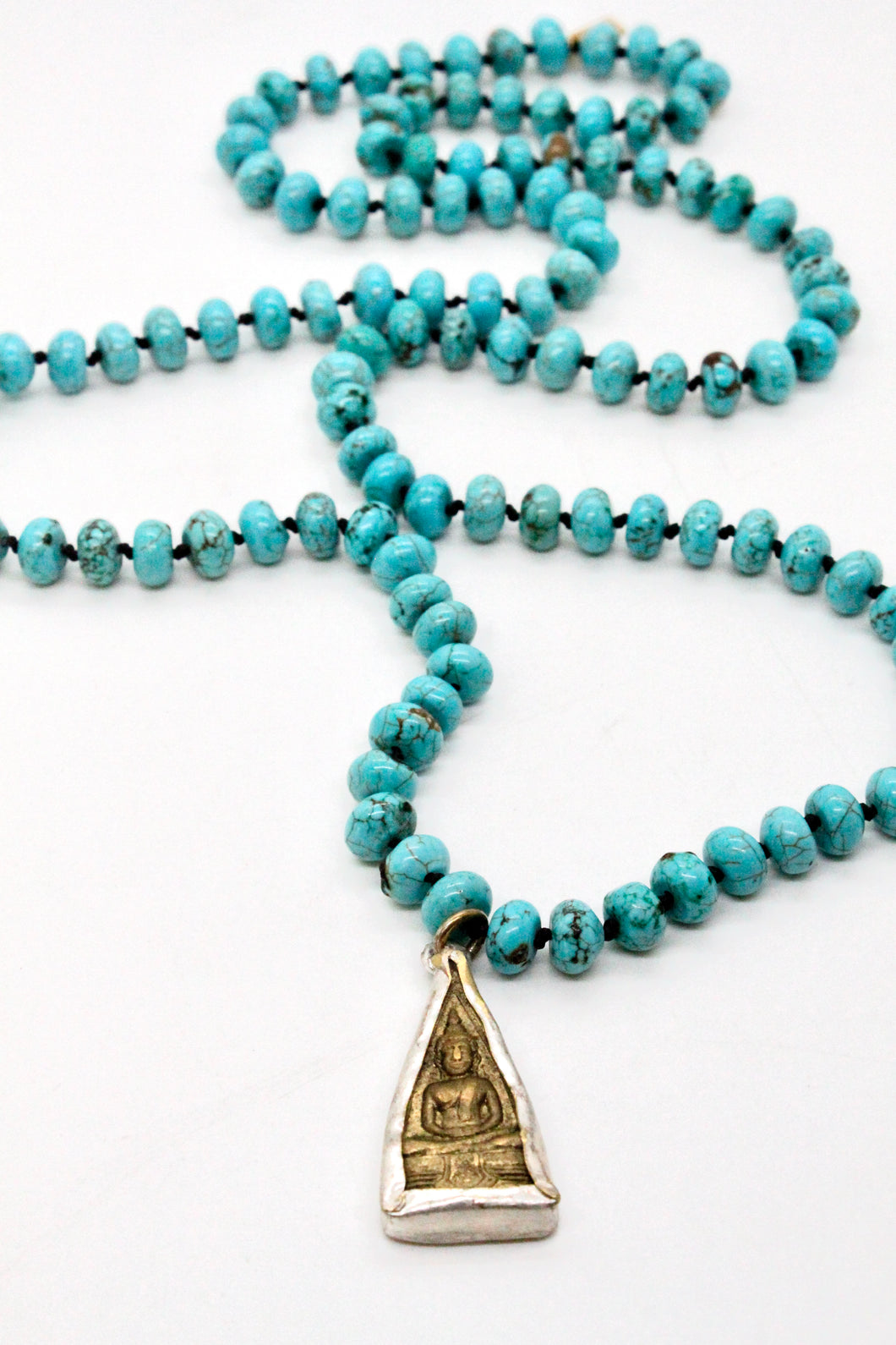 Turquoise and Small Buddha Charm Necklace -Buddha Collection-