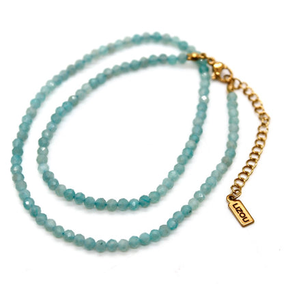 Short Amazonite Simple Stone Necklace - N9-200AZ