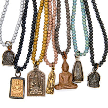 Load image into Gallery viewer, Matte Crystal Necklace with Small Buddha -Buddha Collection-
