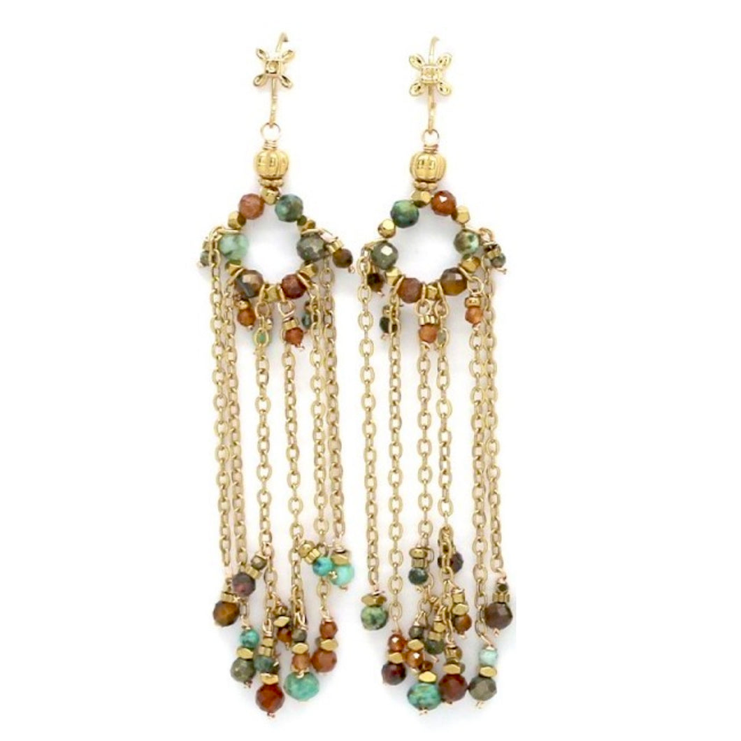Delicate Mini Stone Fringe Earrings- E4-334A