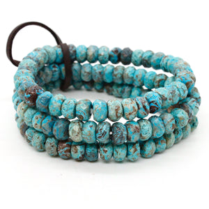 Faceted Ocean Jasper Three Strand Bracelet -BL-SSJP