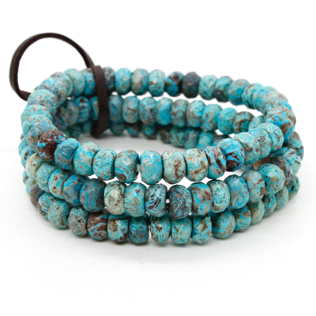 Faceted Ocean Jasper Three Strand Bracelet -BL-SSJP