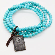 Load image into Gallery viewer, Turquoise and Small Buddha Charm Bracelet -Buddha Collection-
