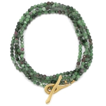 Luxury Faceted Ruby Zoisite Stone Long Necklace - N2-2631