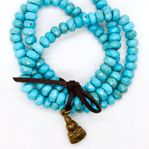 Faceted Turquoise Mini Buddha Charm Bracelet -Buddha Collection-