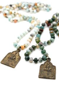 Thai Buddha Amulet Hand Knotted Stone Necklace -Buddha Collection-