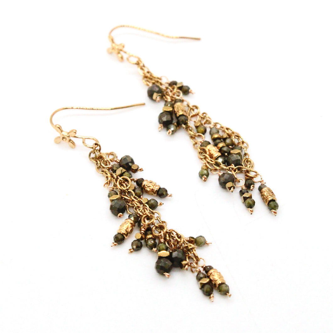 Pyrite and Gold Mini Charm Dangle Earrings - E4-325