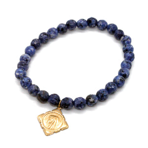 Semi Precious Stone and Gold Charm Bracelet -French Medals Collection-