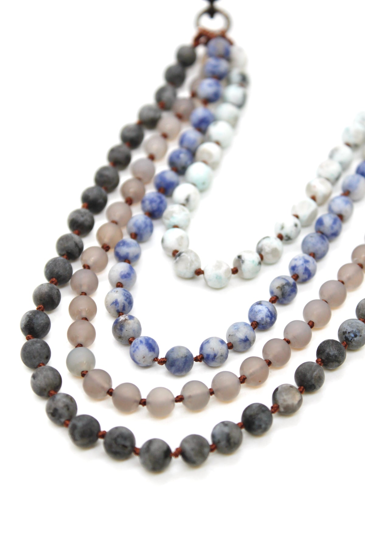 Semi Precious Stone Multi Strand Short Necklace - NLS-M20