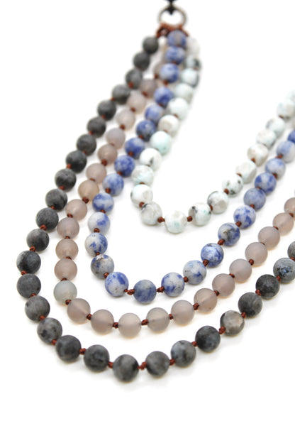 Semi Precious Stone Multi Strand Short Necklace - NLS-M20