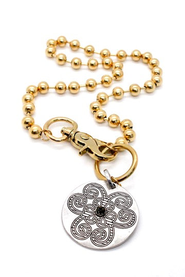 Reversible Large Swirl Disc Single Gold Chain Claw Clasp
