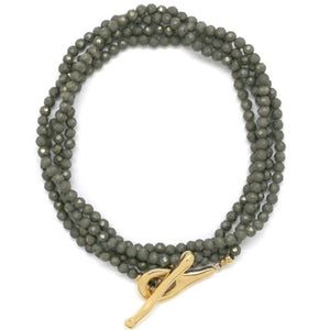 Luxury Faceted Pyrite Stone Long Necklace - N2-2630