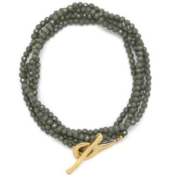 Luxury Faceted Pyrite Stone Long Necklace - N2-2630