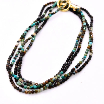 Delicate Faceted Mini Semi Precious Stone Mix Beaded Necklace - N9-018